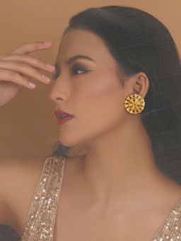 Ruby Raang Studio - Golden Geometrical Design Studs