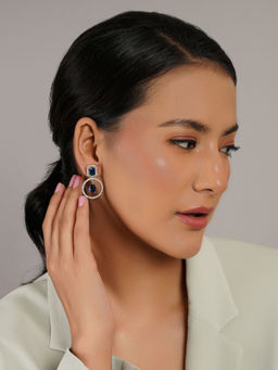 Ruby Raang Studio - Midnight Blue Stone Drop & Diamond Earrings