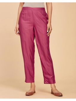 Fabindia - Pink Viscose Silk Straight Length Ethnic Pant