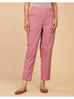Fabindia - Pink Cotton Straight Length Ethnic Pant