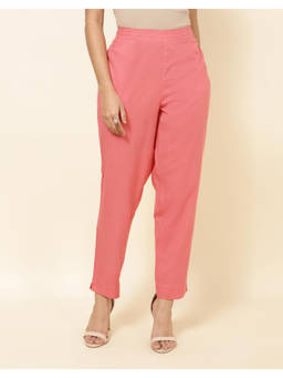 Fabindia - Pink Cotton Straight Length Ethnic Pant