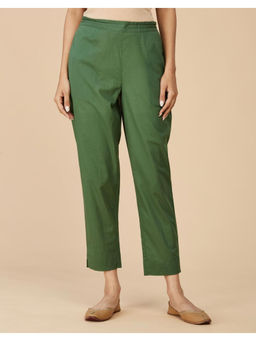 Fabindia - Green Cotton Solid Regular Fit Ethnic Pant