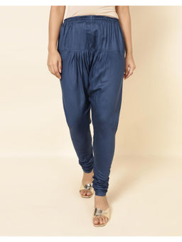 Fabindia - Royal Blue Viscose Silk Solid Regular Fit Churidar