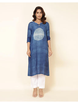 Fabindia - Indigo Viscose Blend Printed Women Kurta