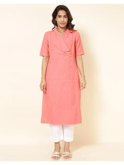Fabindia - Coral Cotton Linen Solid Women Kurta