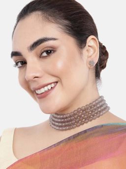 Peora - Intricately Designed Traditional Kundans-Pearls Chandbali Fancy Earrings Set