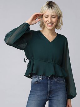 ONLY - Women Solid Green Top
