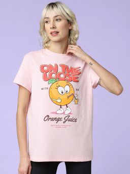ONLY - Women Printed Pink T-shirt