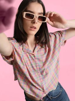 ONLY - Women Checked Pink Shirt