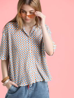 ONLY - Pleated Printed Jersey Shirt
