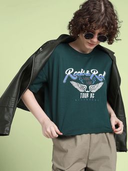 ONLY - Green Graphic Print Boxy T-Shirt