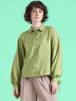 ONLY - Green Solid Shirt