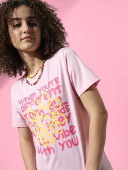 ONLY - Pink Typographic Print T-Shirt