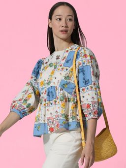 ONLY - Multi-Color Floral Printed Peplum Top