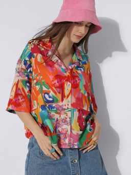 ONLY - Oversized Printed Viscose Shirt