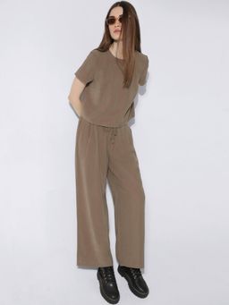 ONLY - Wide Leg Tailored Brown Pant with Belt (Set of 2)