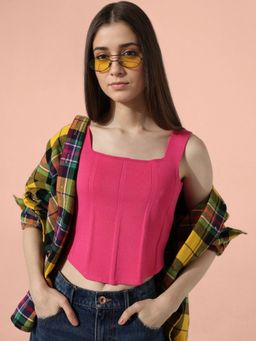 ONLY - Pink Fine-Knit Corset Top