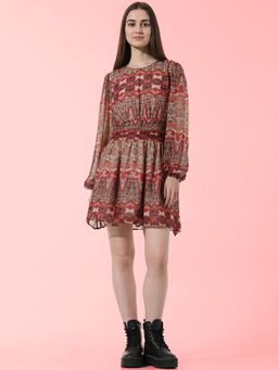 ONLY - Brown Abstract Print Mini Dress