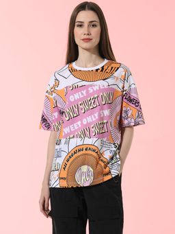 ONLY - White Typography Oversized T-Shirt