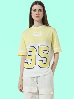 ONLY - Yellow Printed Varsity T-Shirt