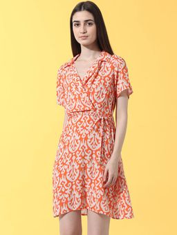 ONLY - Orange Printed Wrap Dress (Set of 2)
