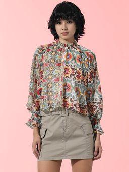 ONLY - Multi-Colour Printed Pleated Top
