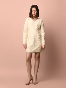 ONLY - Women Self Design Party Beige A-line Dress
