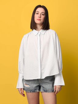 ONLY - Women Textured Regular Fit White Shirt
