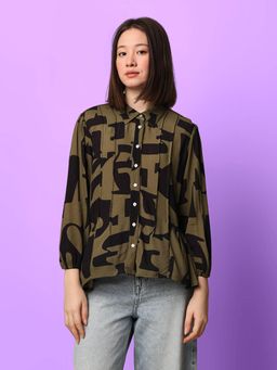 ONLY - Women Printed Regular Fit Green Shirt