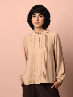 ONLY - Beige Lace Trimmed Shirt