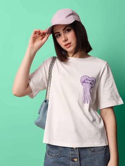 ONLY - White Embroidered T-Shirt