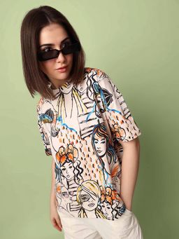 ONLY - Beige Printed T-Shirt