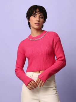 ONLY - Womens Pink Regular Fit Sweater