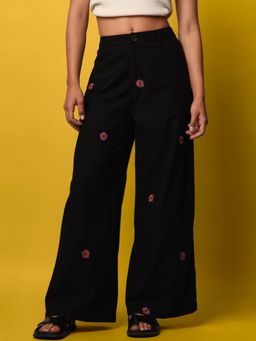 ONLY - Womens Flared High-Rise Black Pant