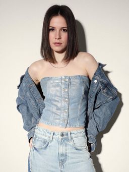 ONLY - Blue Solid Tube Top