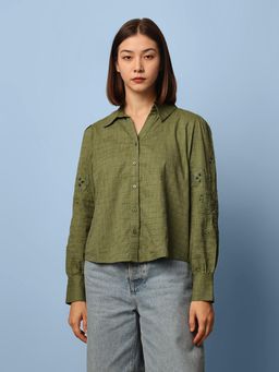 ONLY - Green Embroidered Shirt