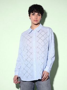ONLY - Light Blue Rhinestone Embellished Shirt