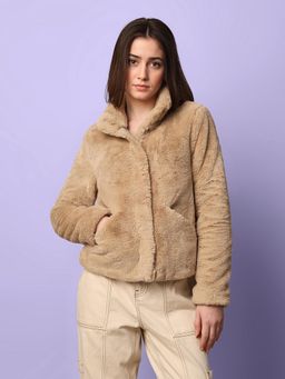 ONLY - Beige Faux Fur Teddy Jacket