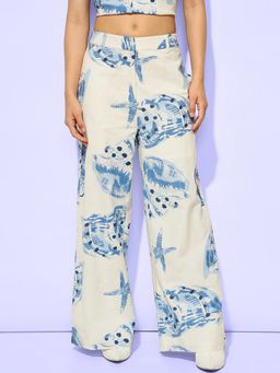 ONLY - White Printed Straight Fit Pant