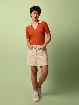 ONLY - Rust Solid Regular Fit Top