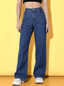 ONLY - Blue High Waisted Straight Leg Jeans