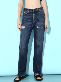 ONLY - Women Solid Straight Fit Mid-Rise Blue Jeans