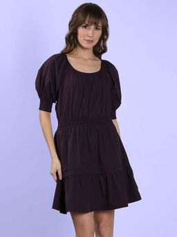 VERO MODA - Purple Flared Short Cotton Dress