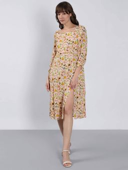 VERO MODA - Pale Beige Printed Midi Dress