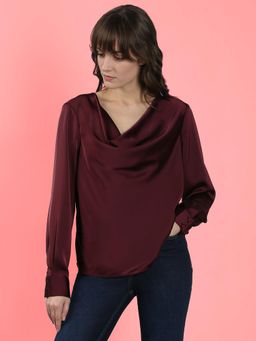 VERO MODA - Maroon Cowl Neck Top