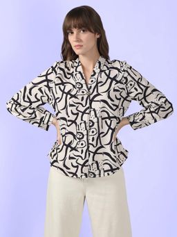 VERO MODA - White Abstract Print Top