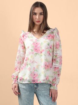 VERO MODA - White Floral Printed Top