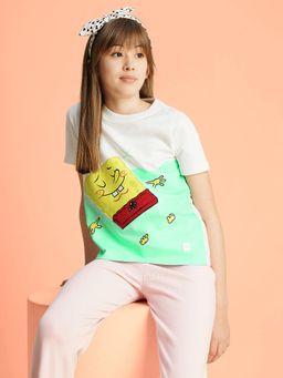 VERO MODA - Girls Graphic Regular Fit White T-Shirt