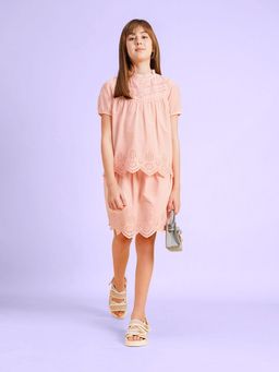 VERO MODA - Girls Self Design Regular Fit Pink Top