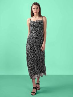VERO MODA - Black Printed Waterfall Dress